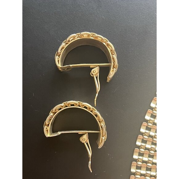 Vintage 90s Panther Link Necklace Set 3 pieces Gold Tone Quality Jewelry Y2k - Picture 6 of 16